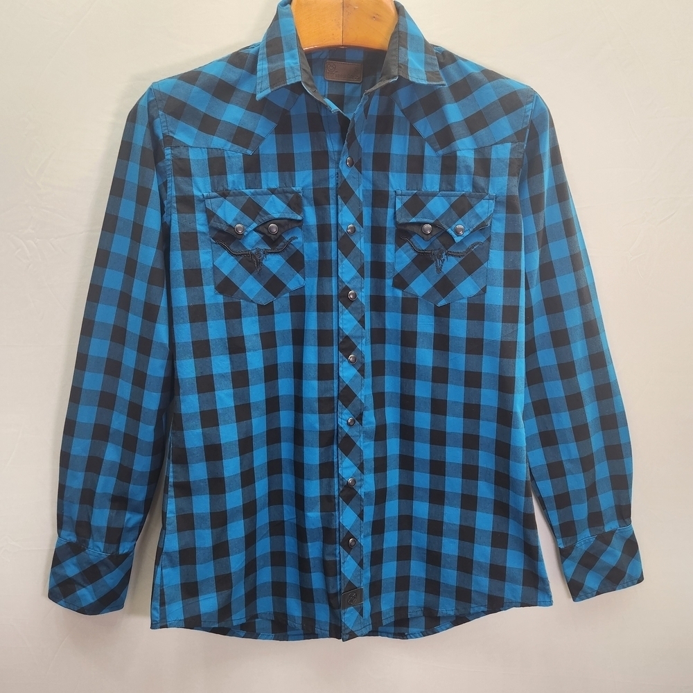 Stylish Blue and Black Checkered Men's Shirt